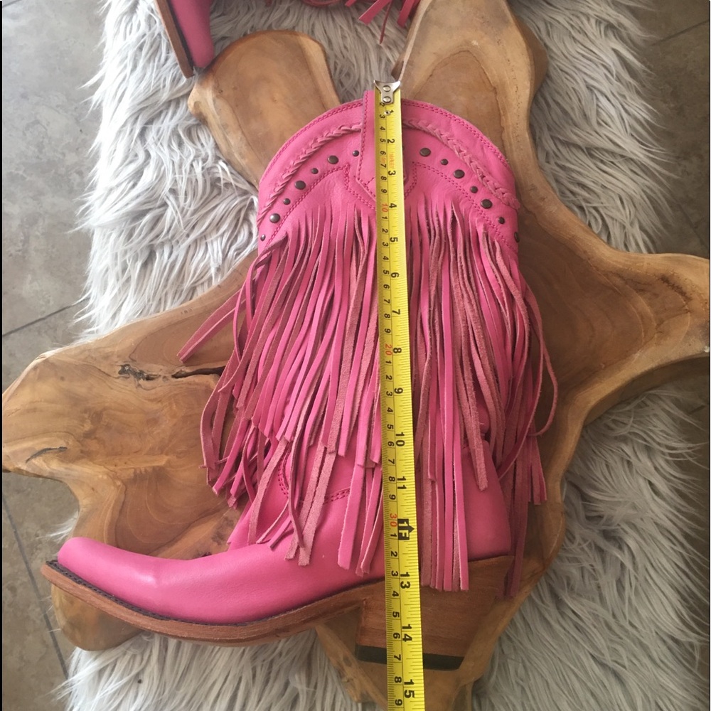 LIBERTY Black Pink Fringe Heeled Western Boots - Picture 2 of 7